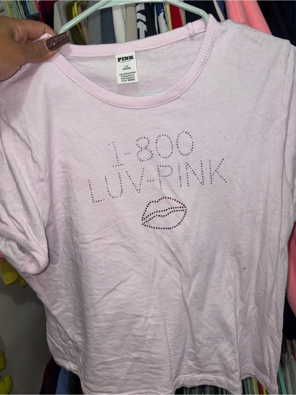 PINK Victoria's Secret Light Pink Rhinestone Tee
